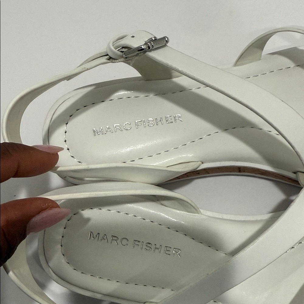 Marc Fisher White Strappy Sandals Size 7 - Picture 10 of 11